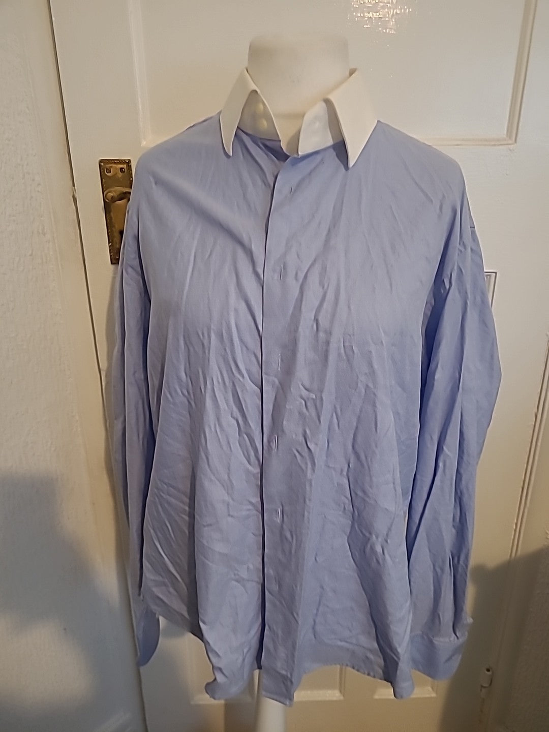 Mens Zara Size Euro 46 Tailored Fit Blue Long Sleeved Shirt