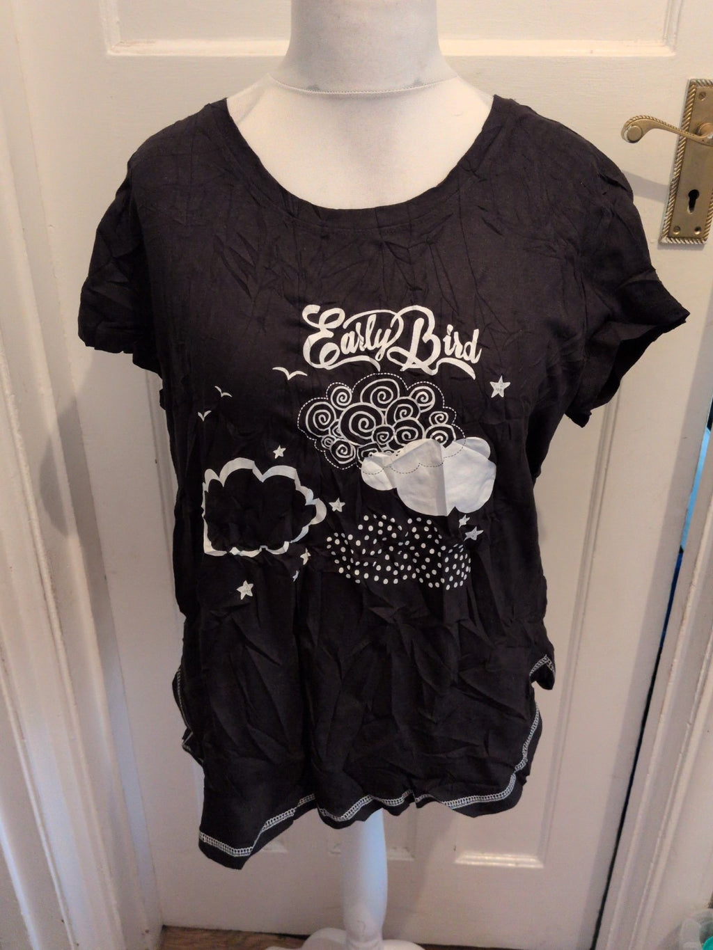 Bonprix EU 44/46 Black Print Pyjama Top
