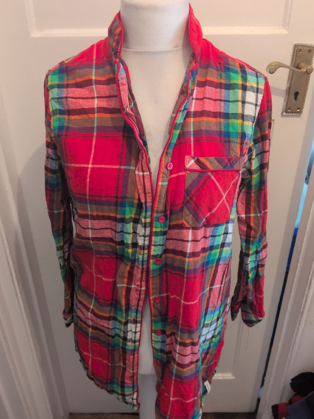 George 12-14 Multi Check Buttoned Shirt Blouse