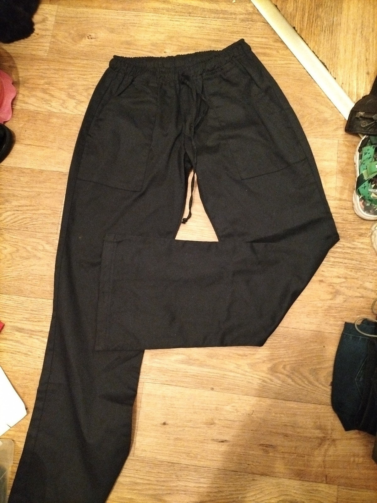 Ladies Chef Works Size Small (30/32) Black Elasticated Trousers Cooking