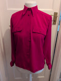 Country Casuals Small Deep Pink Long Sleeve Collared Blouse