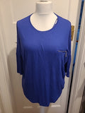 Ladies Peacocks Size 14 Bluey Purple Short Sleeved Blouse