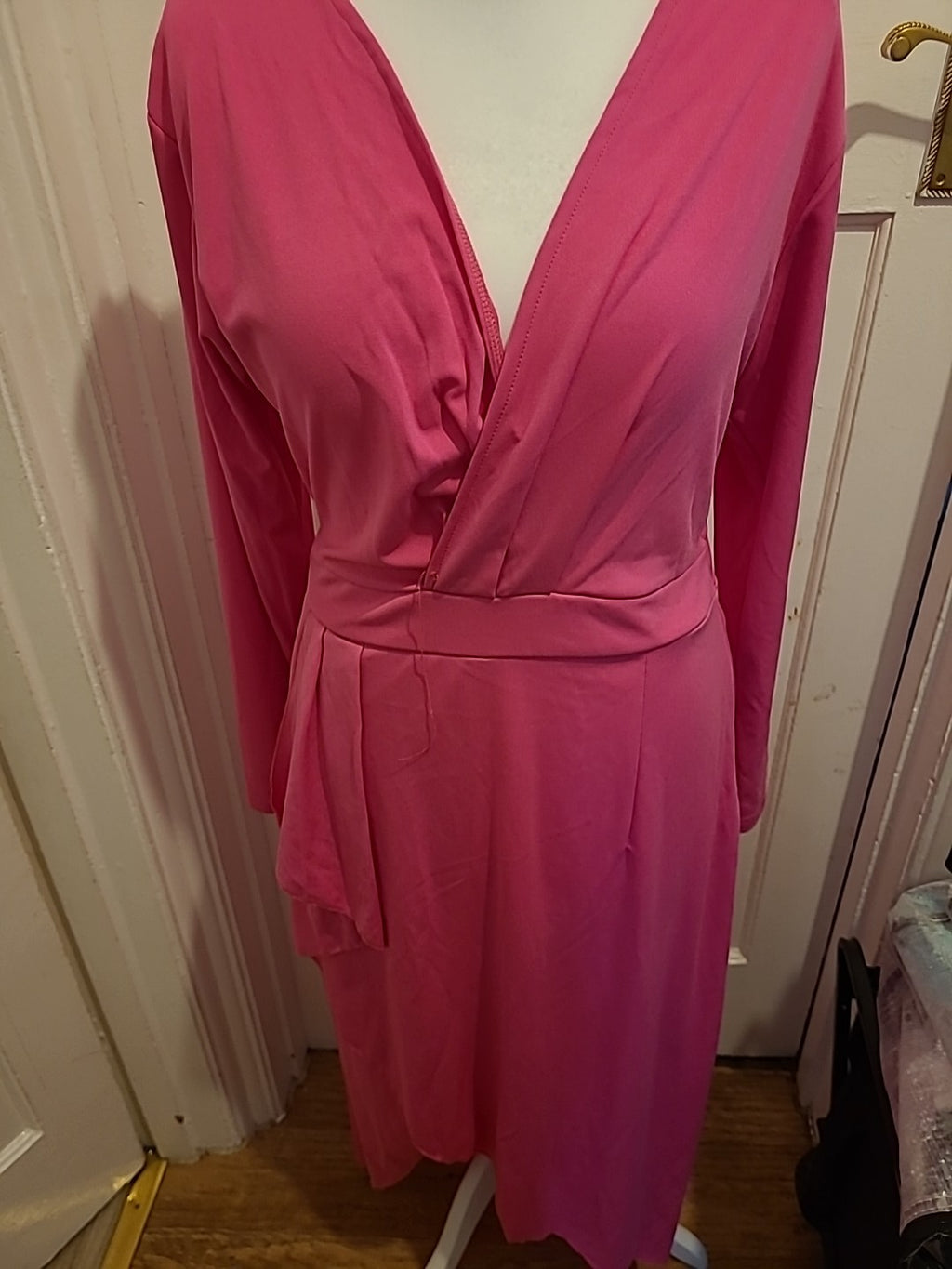 Ladies Size XL Hot Pink V Neck Maxi Dress