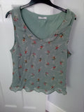 Ladies St Michaels M&S Mixed Green Floral Sleeveless Top Size 22 Free Delivery
