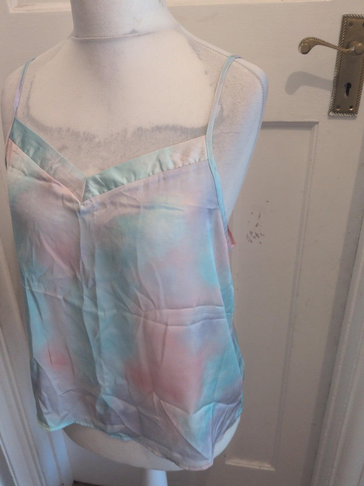 Ladies Strappy Top Primark Size 12-14 Pale Pink /pale Blue