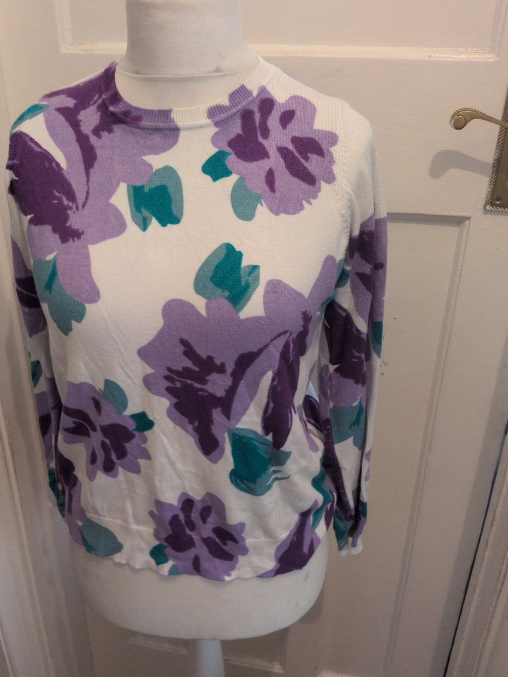 Bonmarche 14 White Green And Purple Jumper