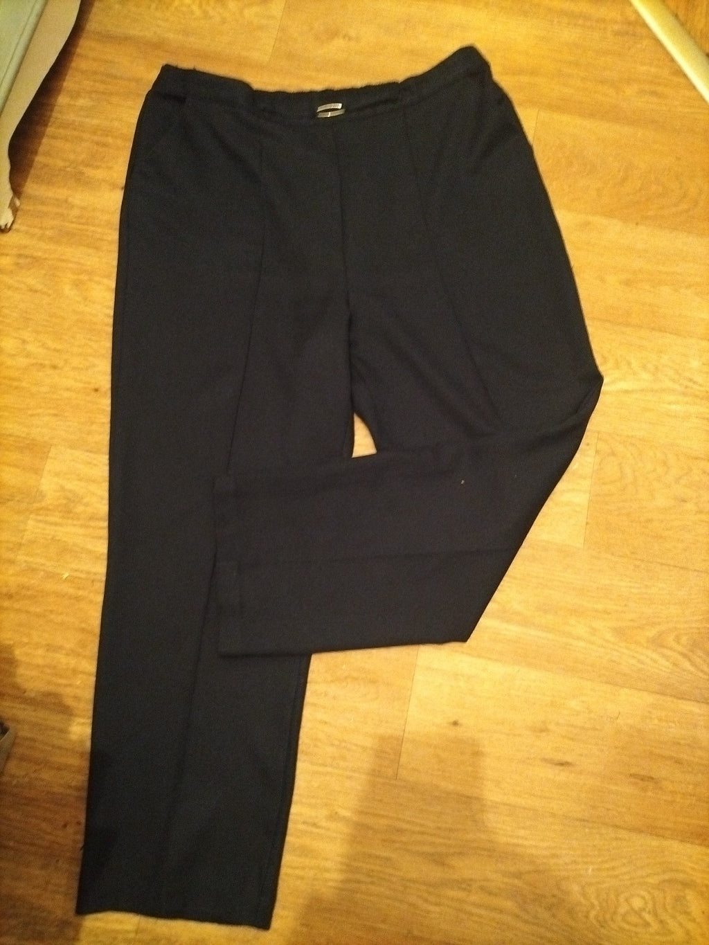 Ladies Et Vous Size 16 Navy Elasticated Smart Trousers