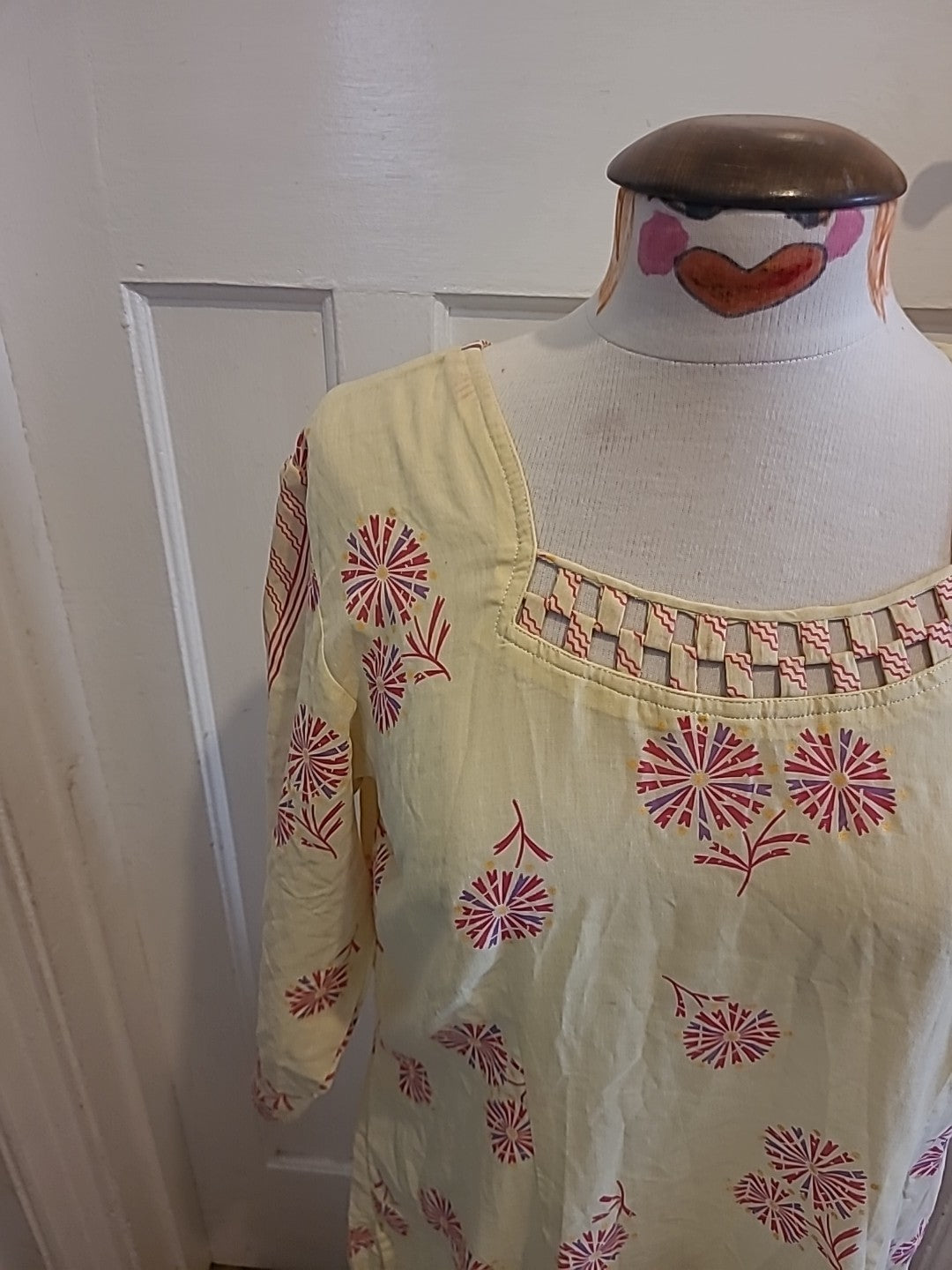 Ladies Shafi Size Medium Yellow Mid Sleeved Dress