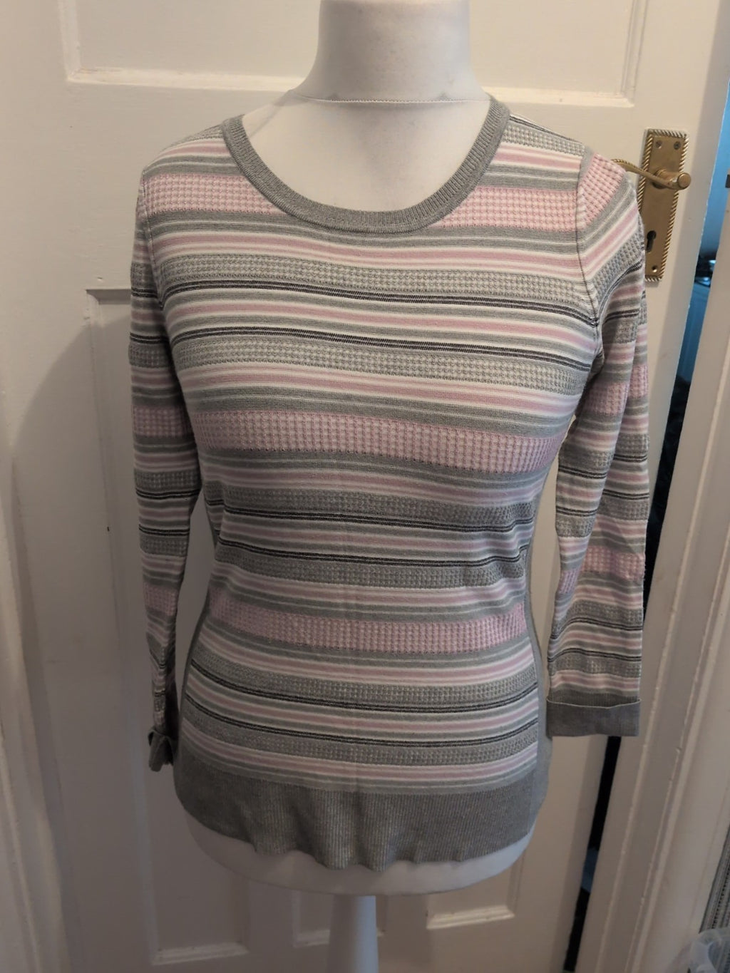 CC Small Pink And Grey Long Sleeve Stripe Jumper
