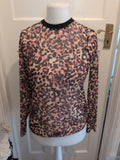 Brand New Tu 12 Leopard Print Sheer Long Sleeve Blouse