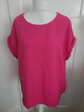Ladies Peacocks Size 22 Hot Pink Textured Short Sleeved Blouse