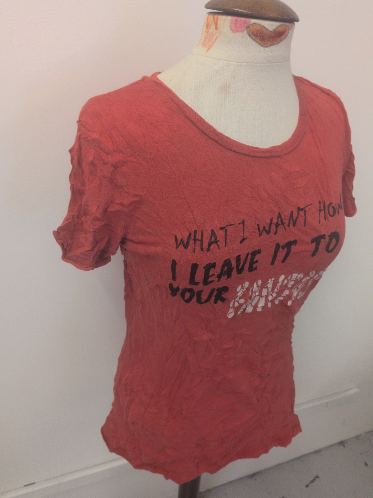 Ladies Size Medium Orange Print Short Sleeve T-shirt