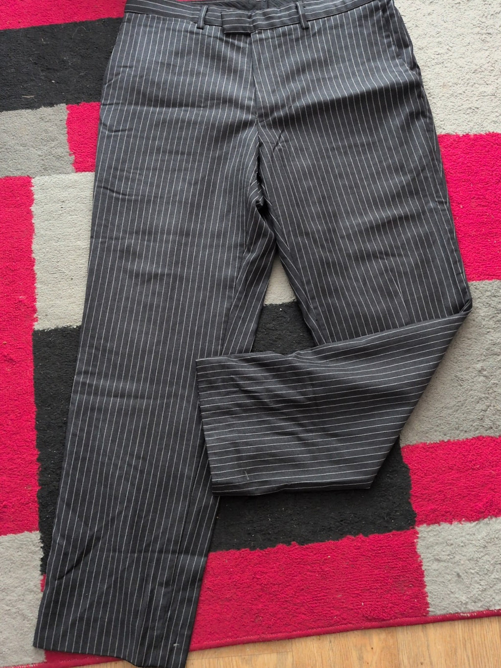 Next 34 Short Black Stripe Trousers