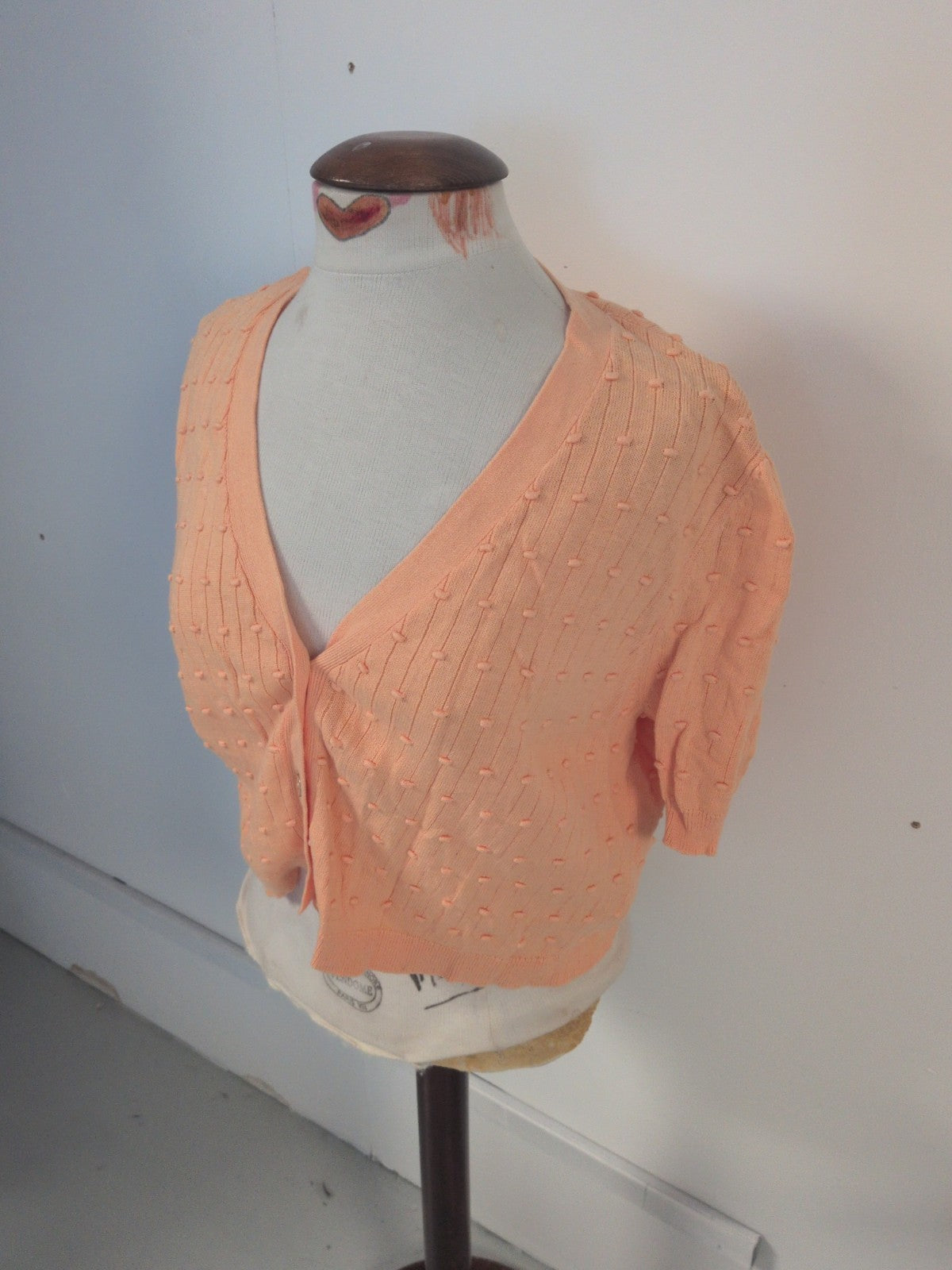 Tu 10 Orange Buttoned Short Sleeve Blouse Cardigan