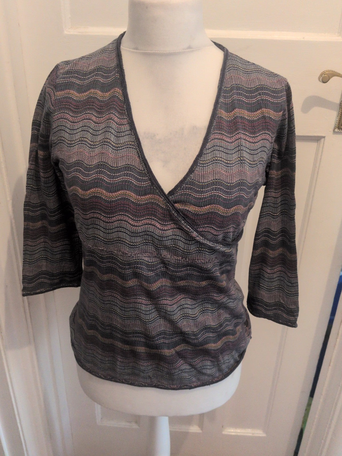 Fat Face 12 Multi Wavey Stripe Long Sleeve Blouse