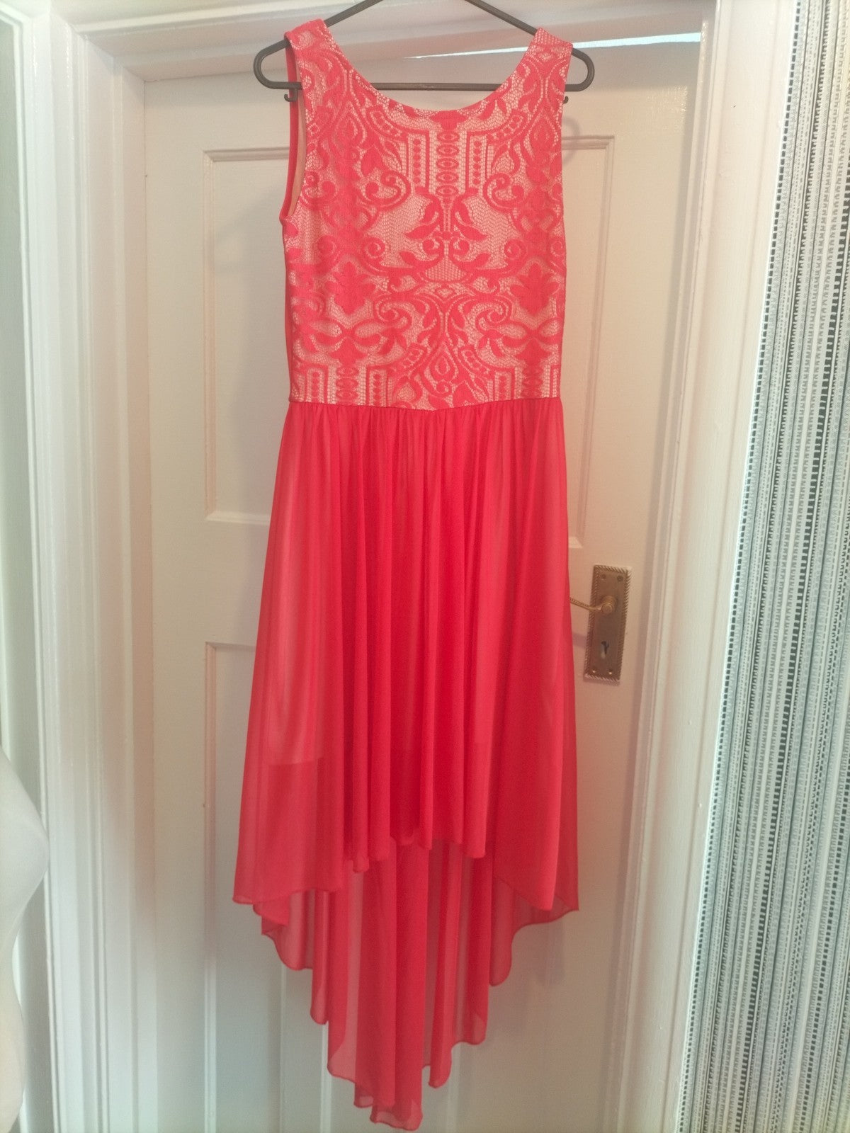 Ladies Miss Selfridge Size 8 Orange Pace Detailed Sleeveless Flowy Dress