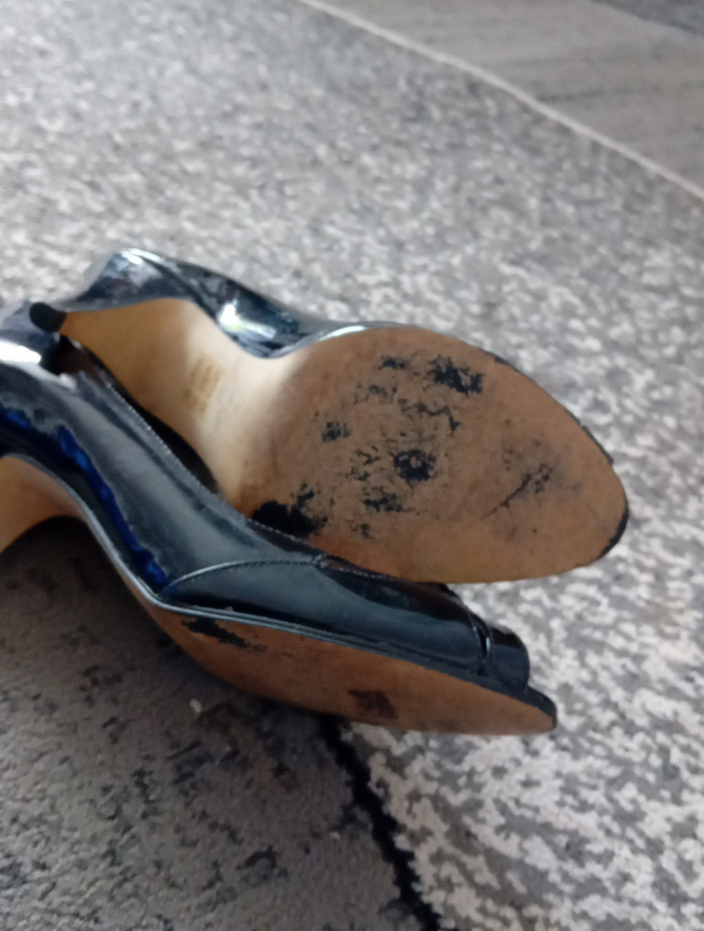 Ladies Carvela Open Toed Black Heeled Shoes Size 37 FREE DELIVERY