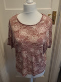 Ladies Tu Size 24 Slim Fit Purple And White Floral Short Sleeved Tshirt