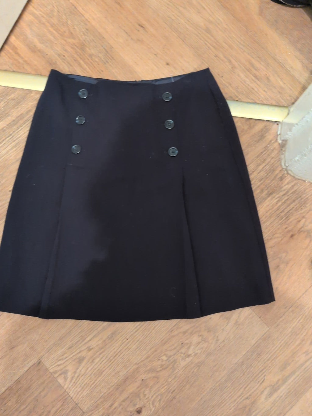 M+S Collection 12 Navy Knee Length Skirt Imitation Buttons