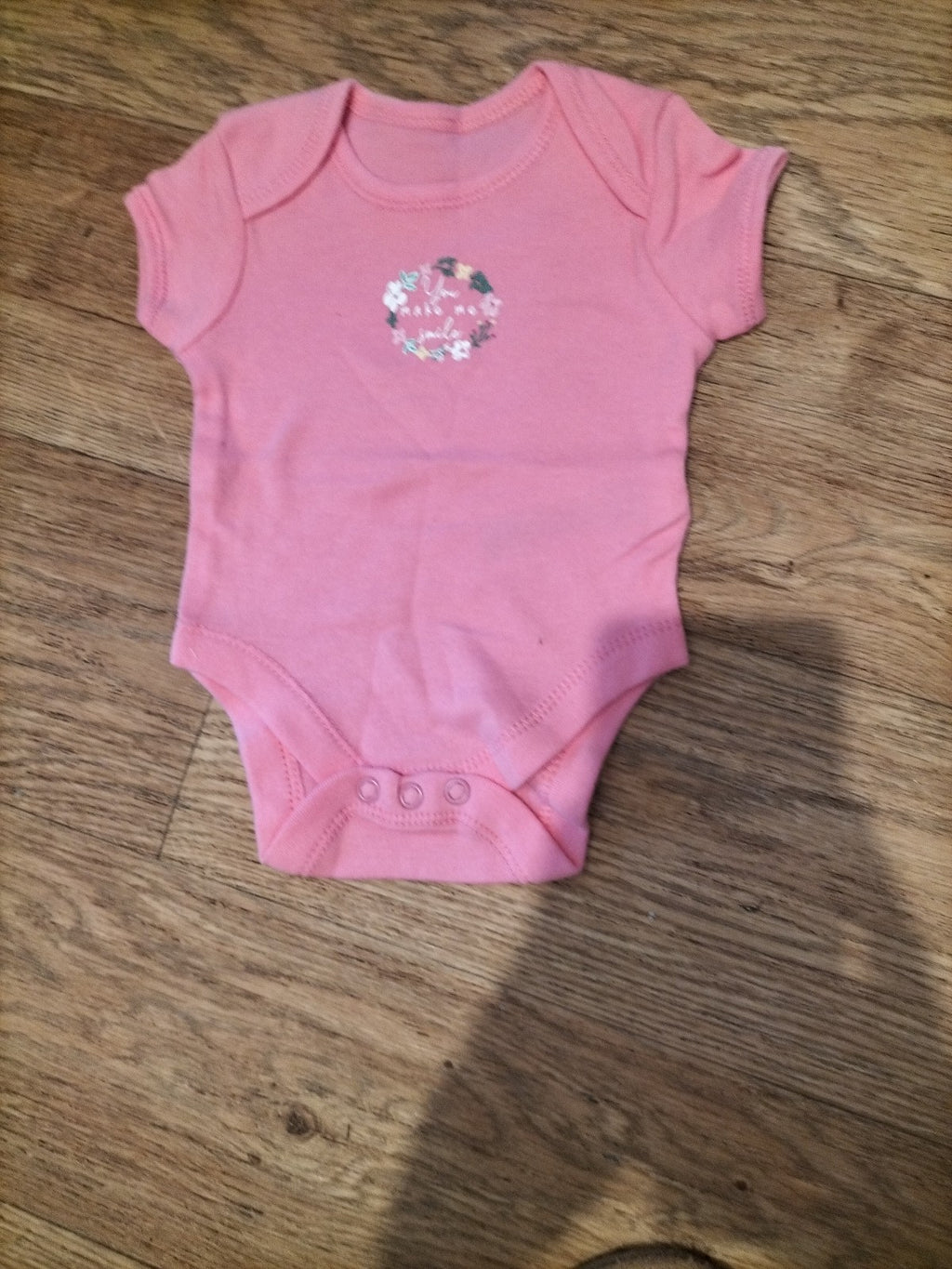 Primark Up To 1 Month Pink Flower Detail Babygrow