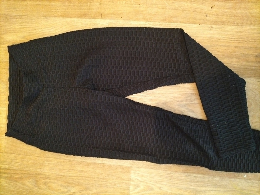 Ladies Size Small Black Raised Detail Textured Leggings