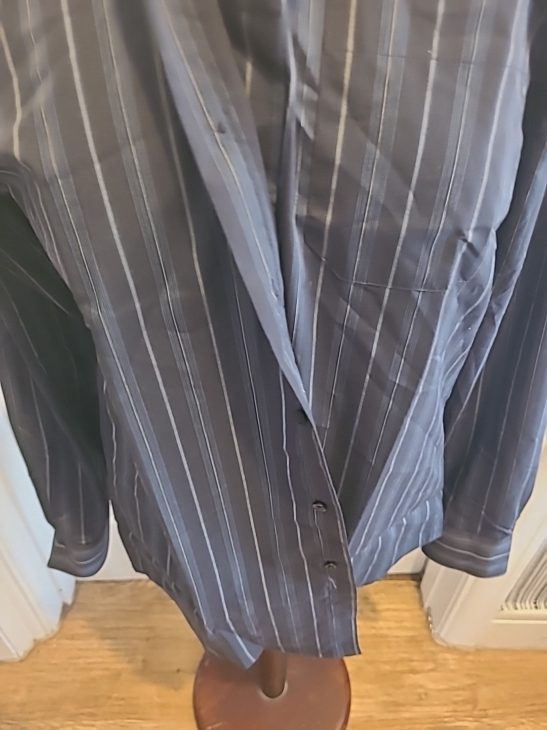 Mens Thomas Nash Size 15" Navy Striped Long Sleeved Shirt