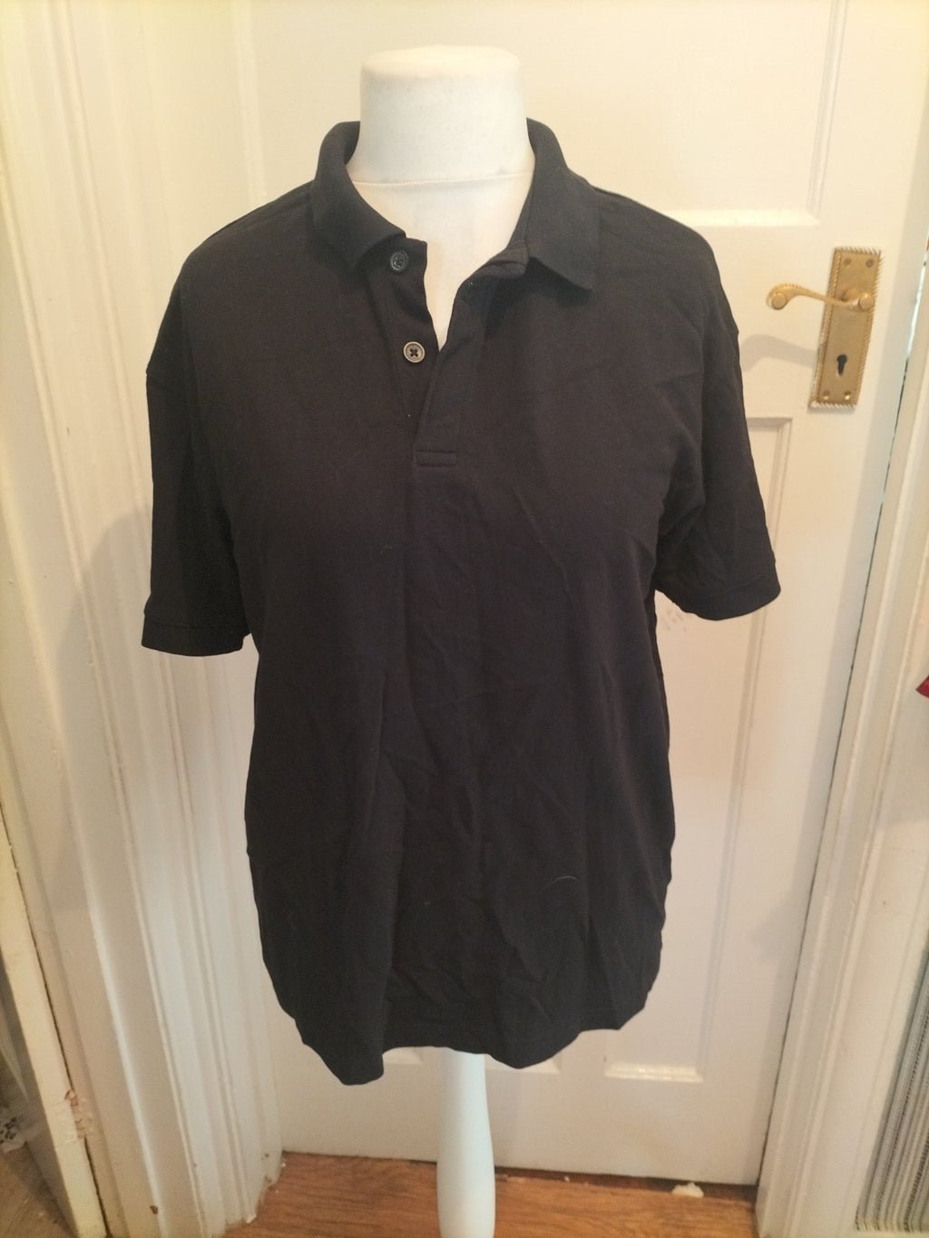 Mens H&M Size M Black Short Sleeved Polo Relaxed Fit