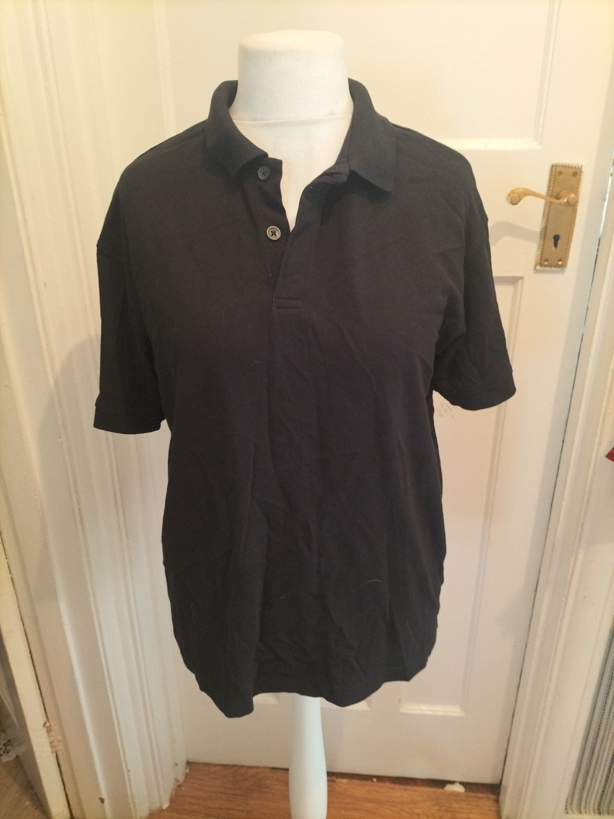 Mens H&M Size M Black Short Sleeved Polo Relaxed Fit