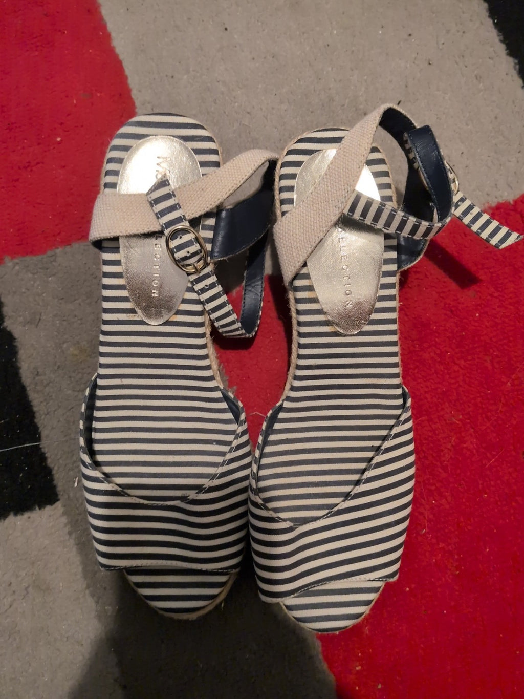 Marks And Spencers UK 7 Striped Wedge Heel