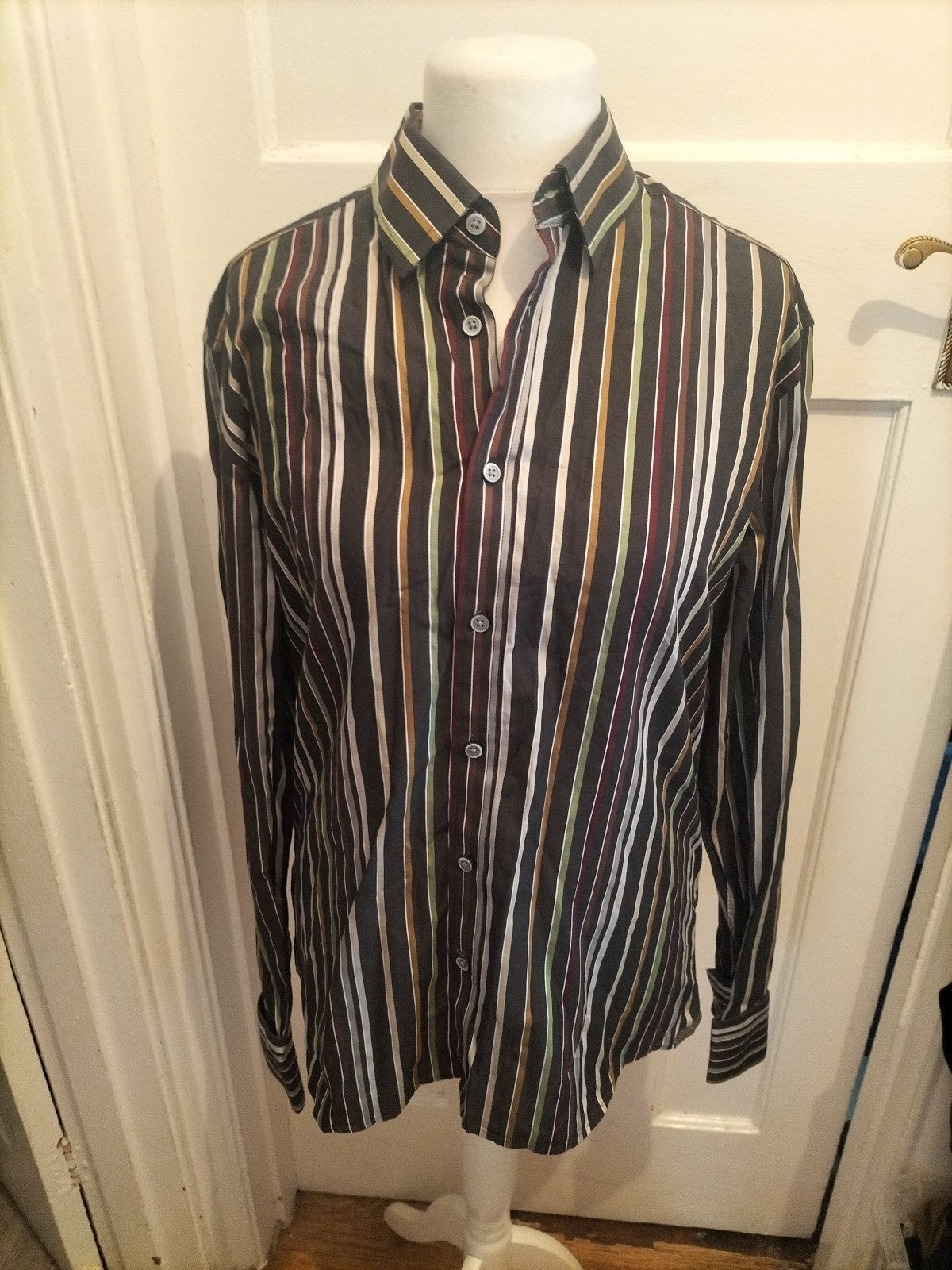 Autograph Large Luxury European Fabric Striped Shirt Long Sleeve
