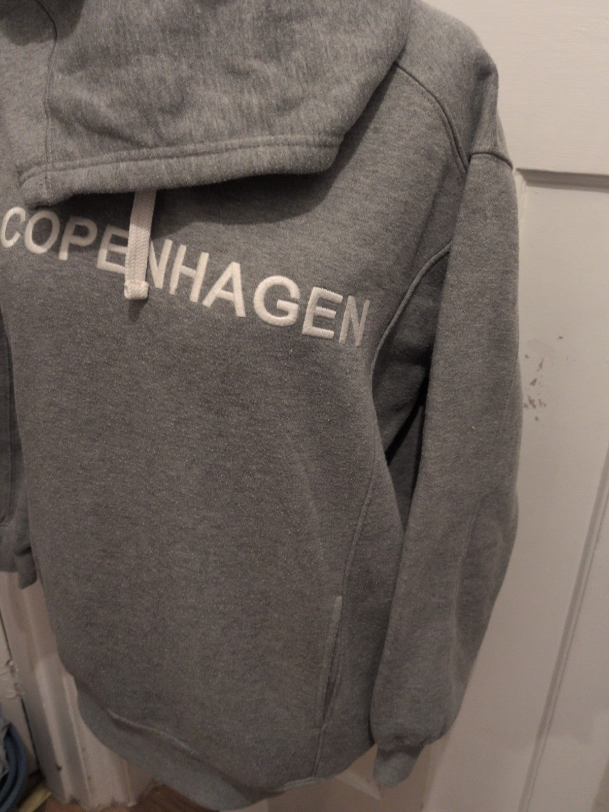 Ladies Primark Size 2XS Grey Copenhagen Print Pullover Hoodie