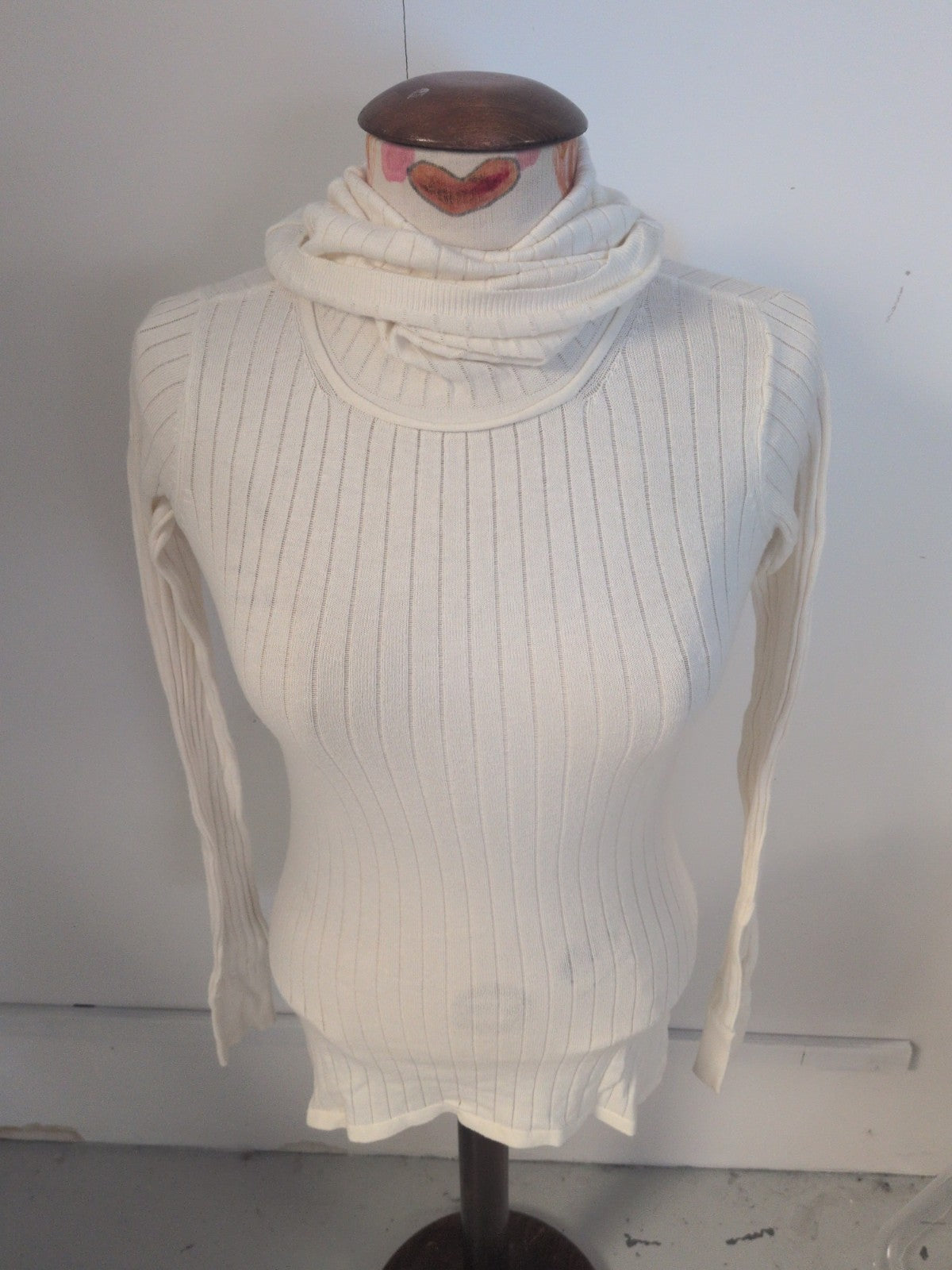 River Island 10 Ivory High Neck Long Sleeve T-shirt