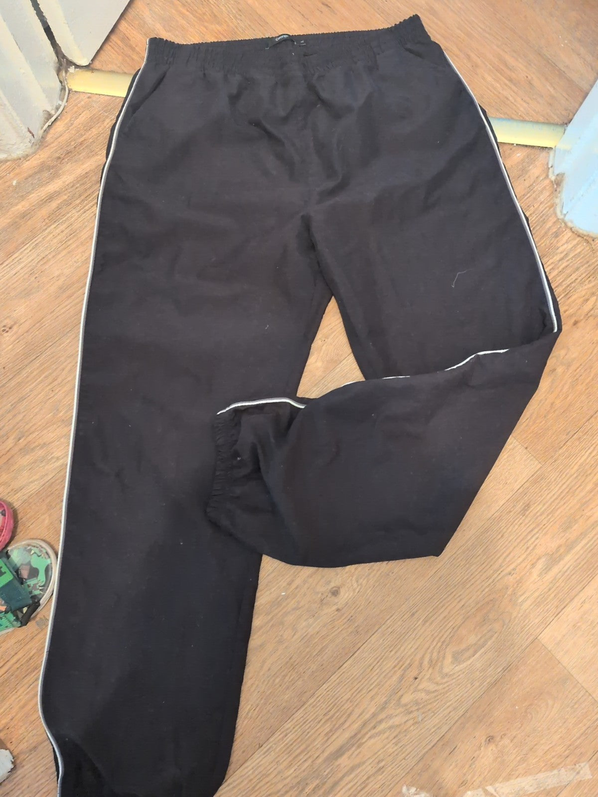 George Large Black With White Trim Track Pants