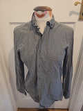 Mens Next Size 14.5" Grey With White Regular Fit Long Sleeved Shirt