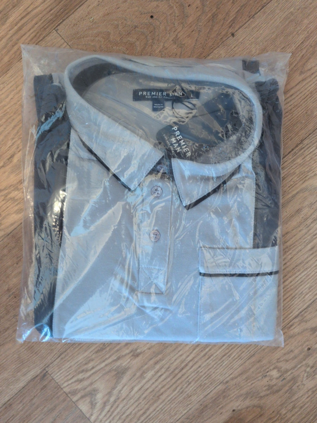 Brand New Premier Man Large Grey And Black Polo