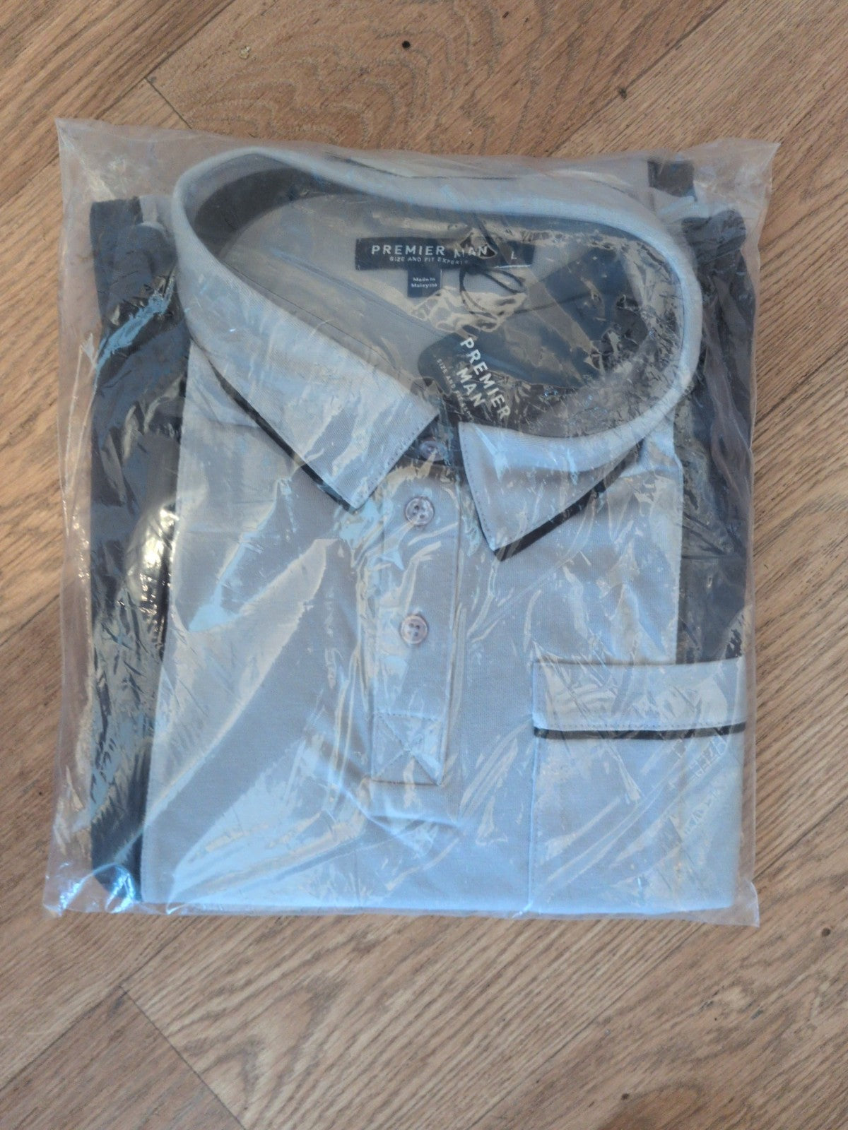 Brand New Premier Man Large Grey And Black Polo
