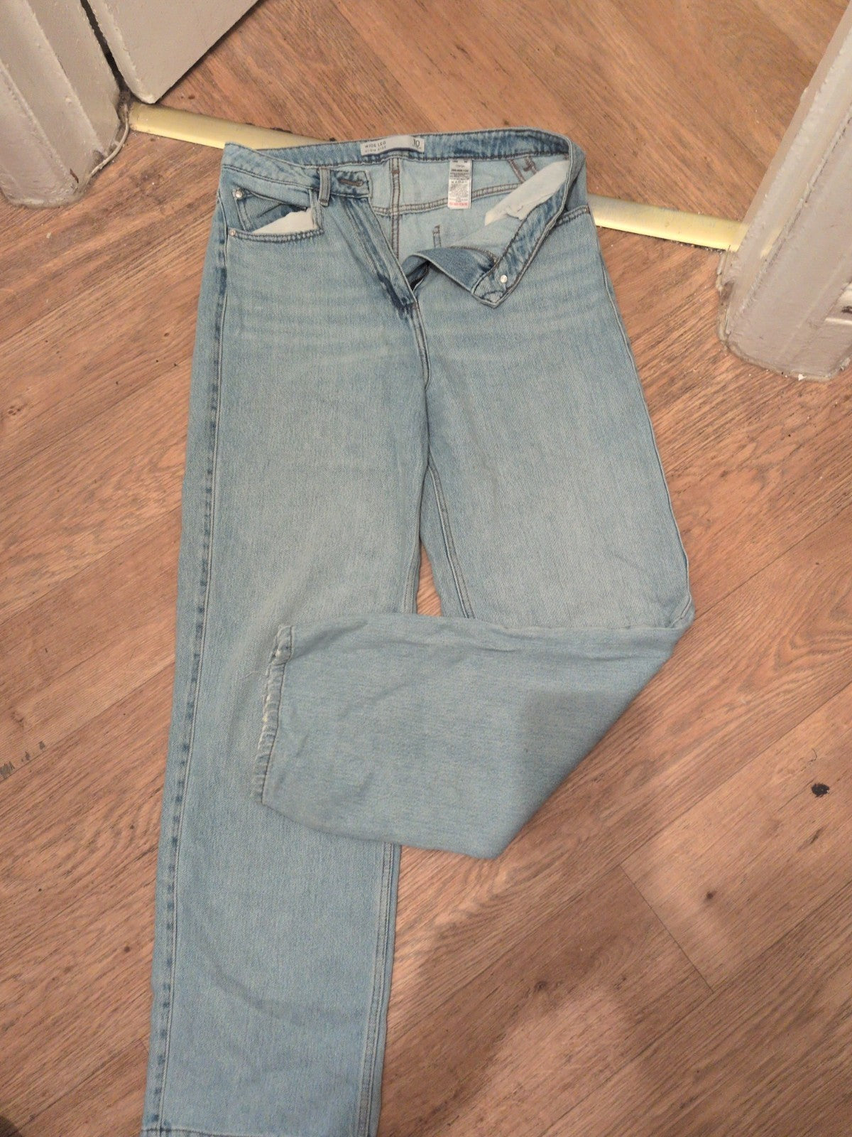 Ladies Next Size 10 Reg Wide Leg High Rise Jeans