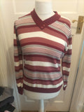 Ladies Isle Size 10-12 Purple Striped Jumper Small Mark