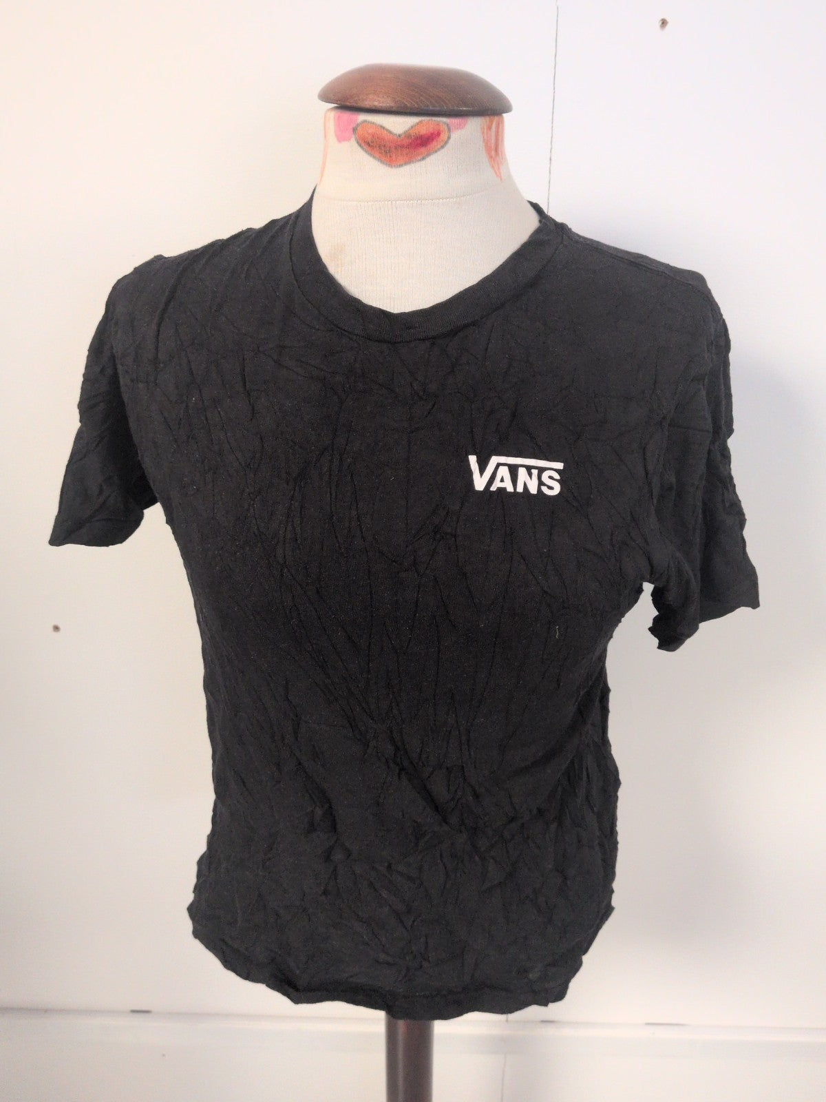 Ladies Vans Size Large 12-14 Black Print Short Sleeve T-shirt