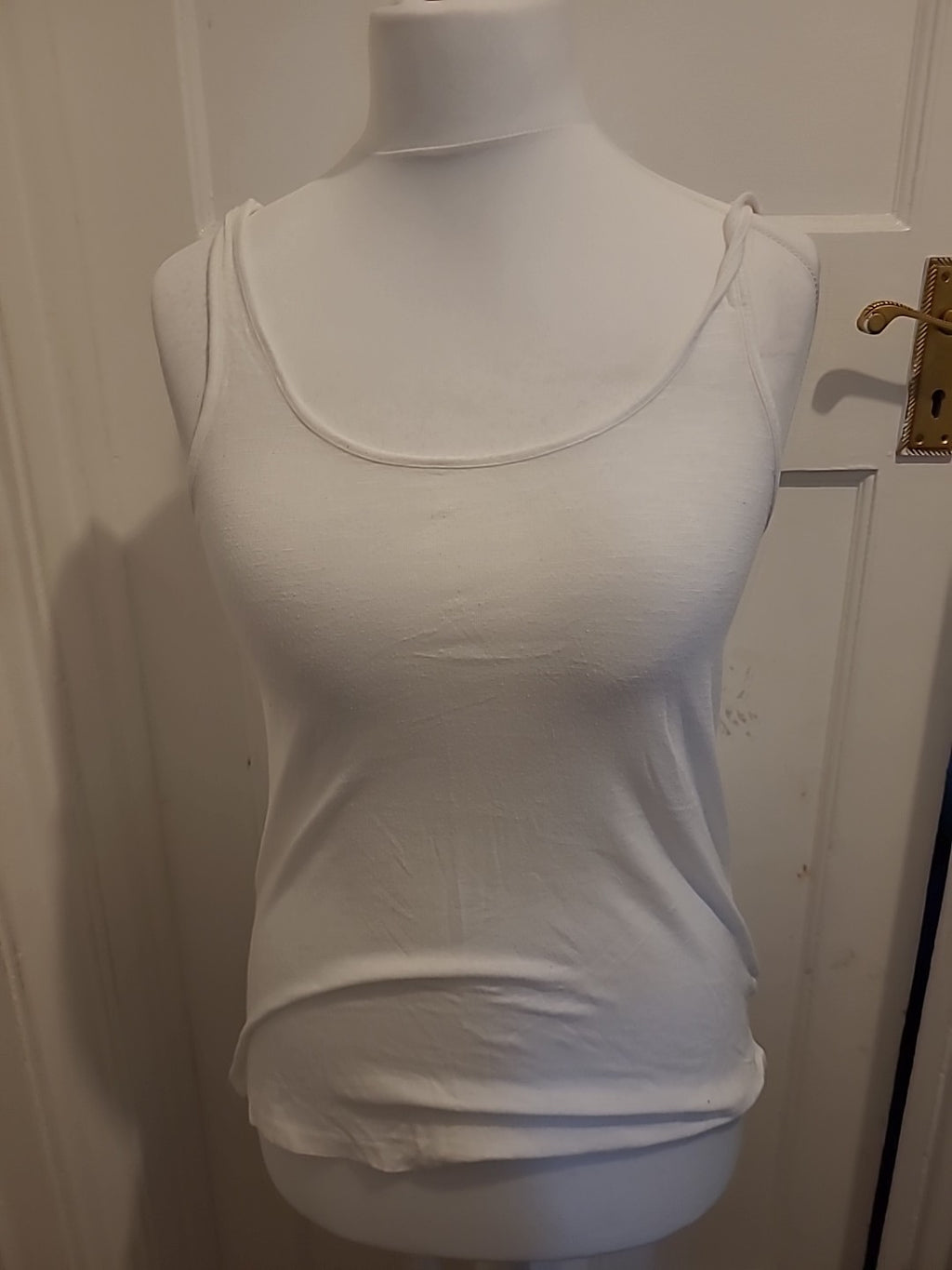 Ladies H&M Basic Size XS White Vest Tank Sleeveless Top