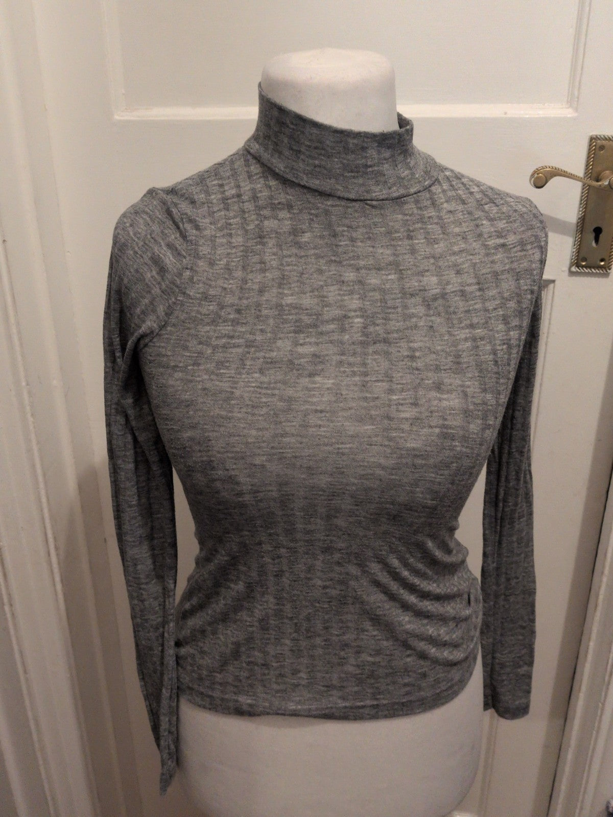 Topshop 8 Grey T-shirt Long Sleeve Brush Rib