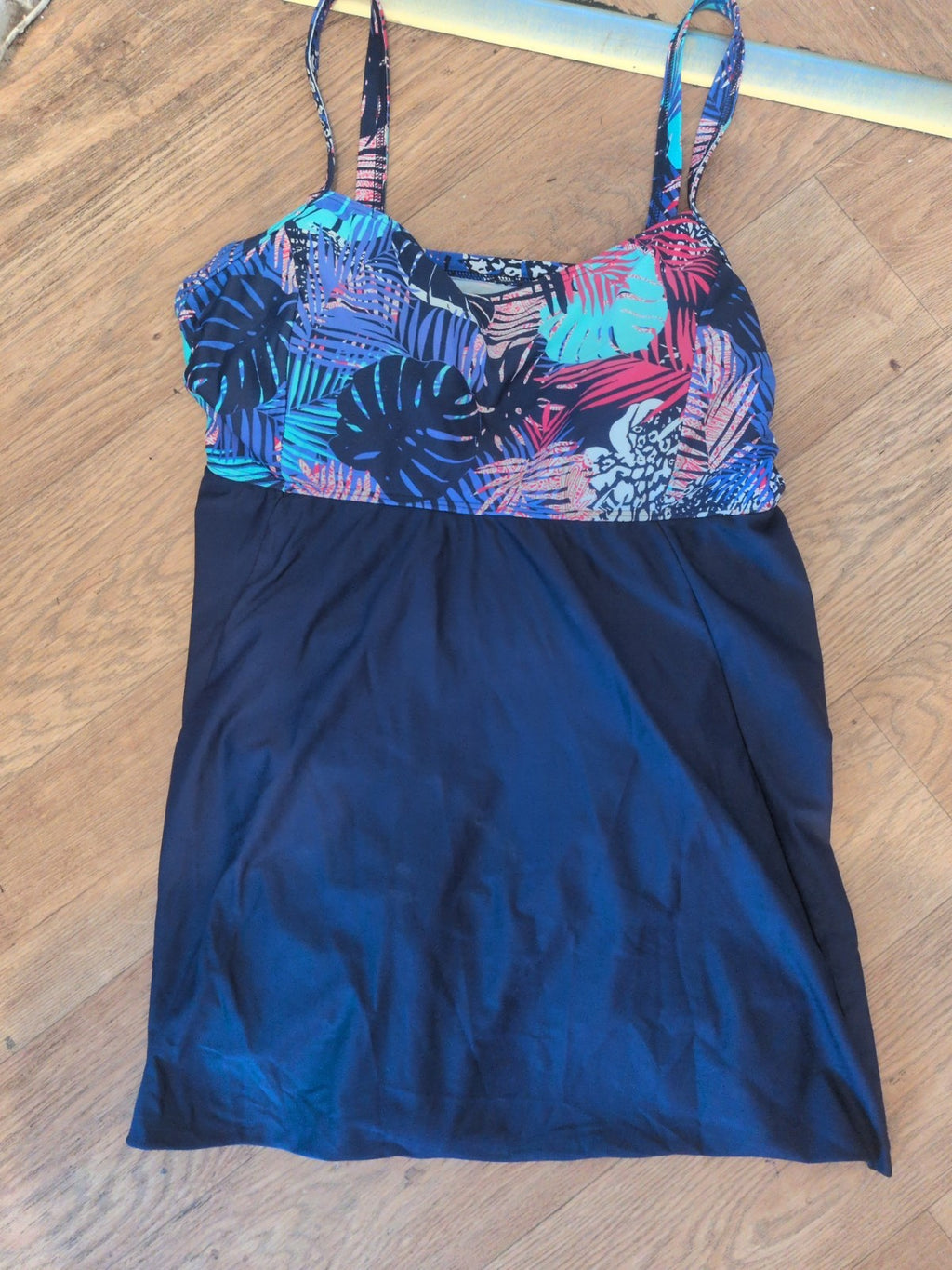 XL Navy Floral Sleeveless Swimming Costume