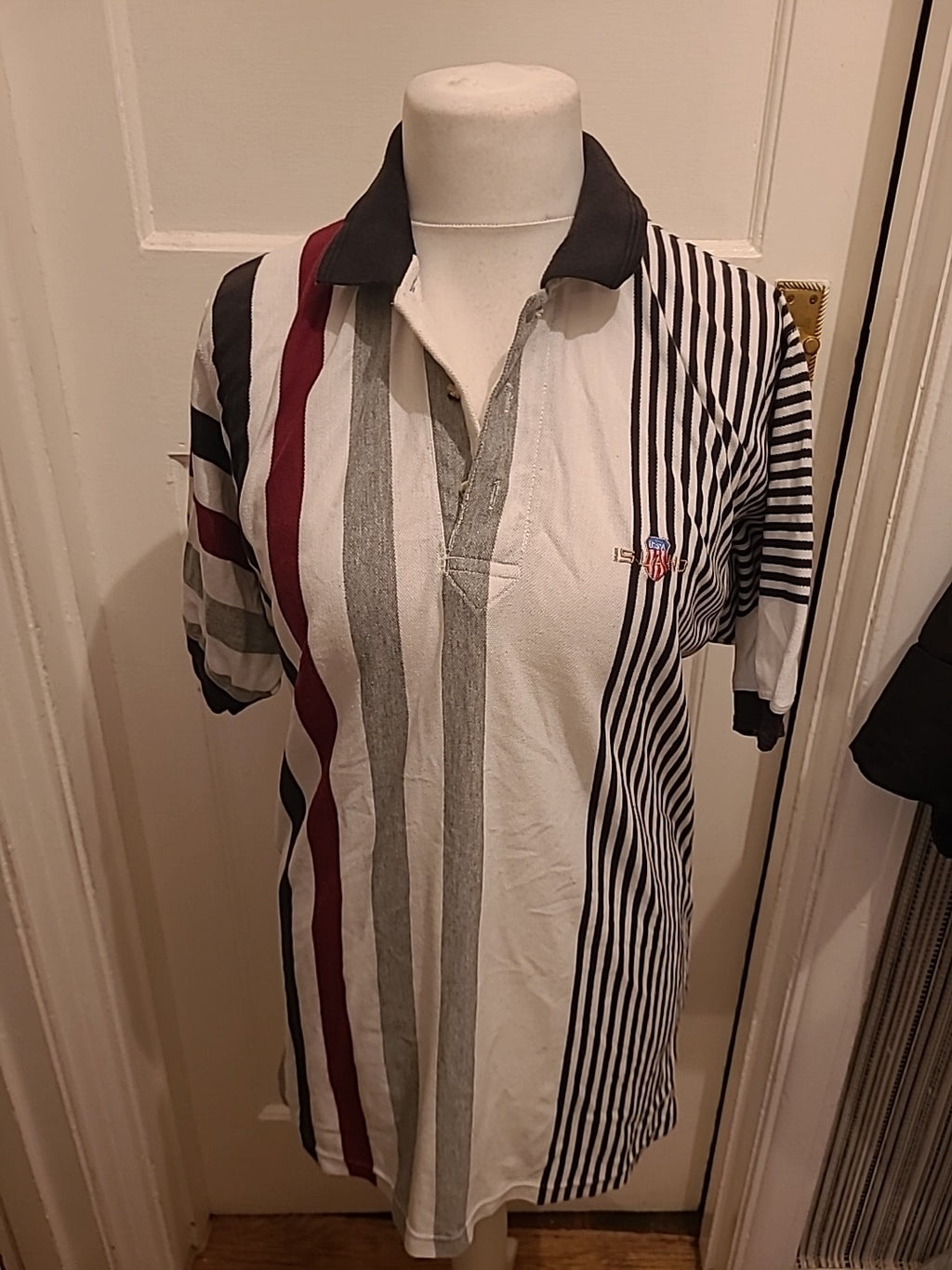 Mens Usa Island Size Large Striped Short Sleeved Polo