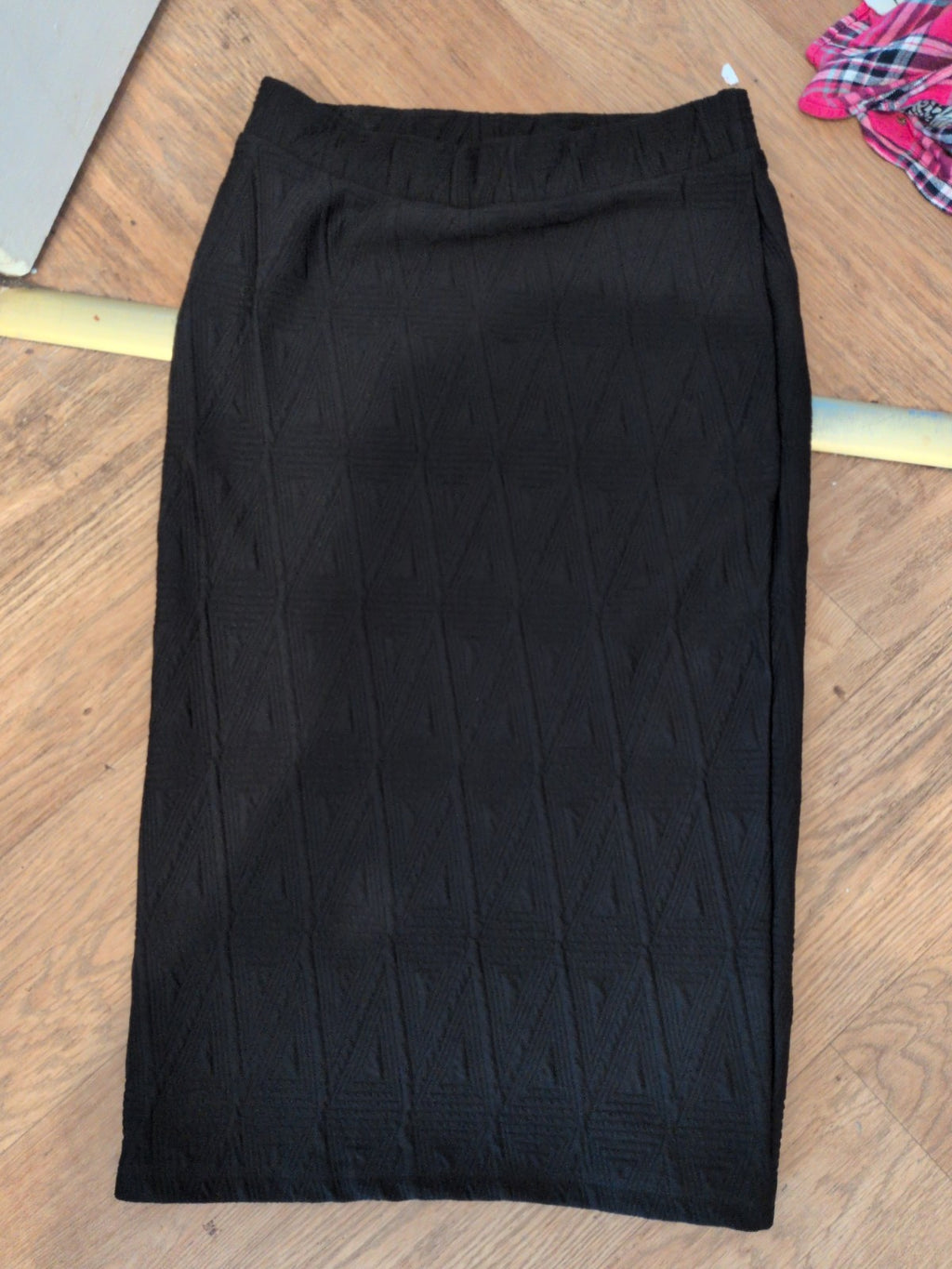 BHS 14 Black Patterned Stretch Midi Skirt Straight