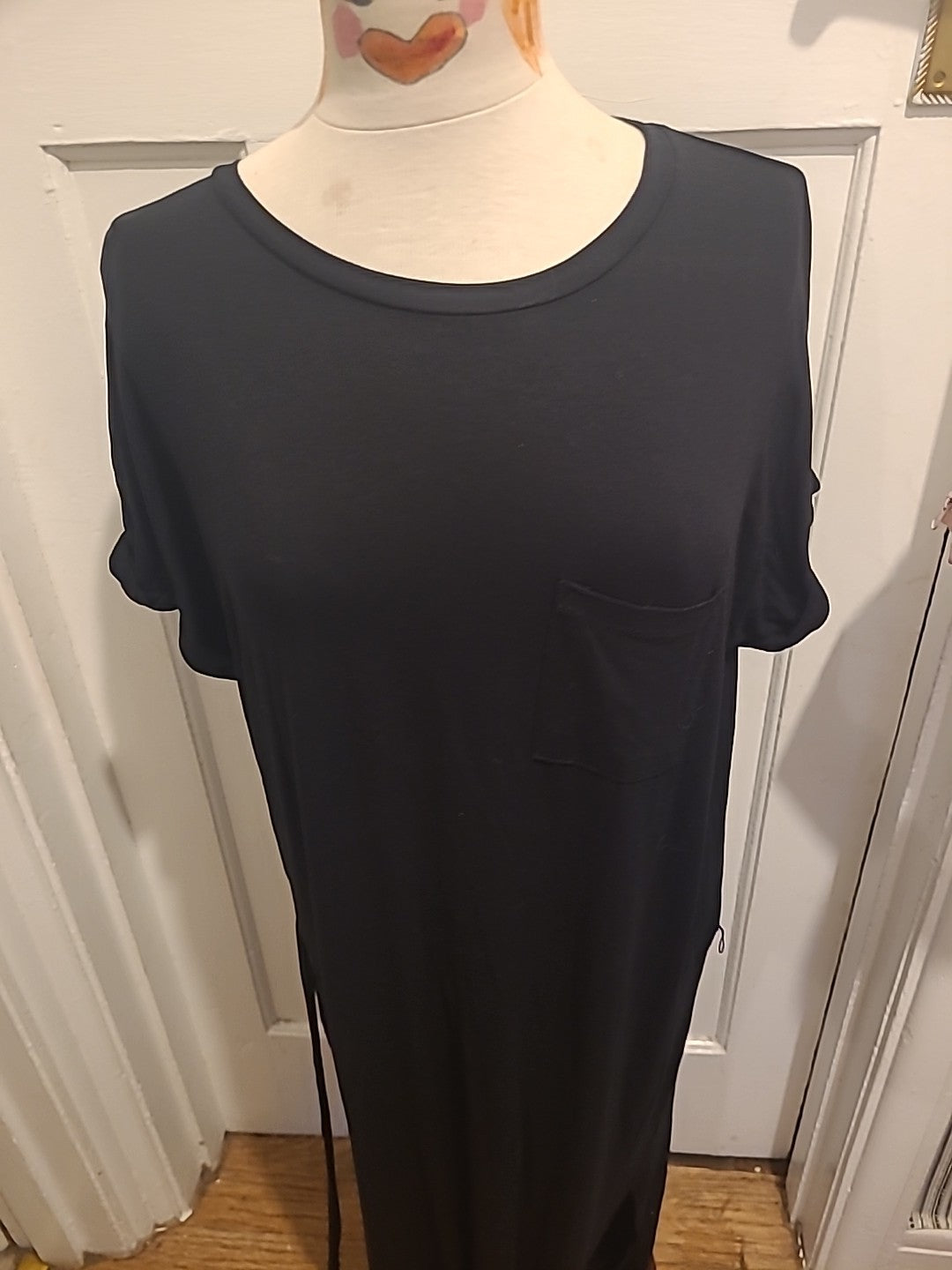 Ladies Lipsy Size 10 Black Long Length Short Sleeved Dress