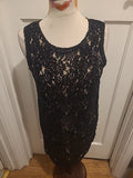 Ladies Mela Loves London Size 10 Black/Beige Lined Floral Sleeveless Dress
