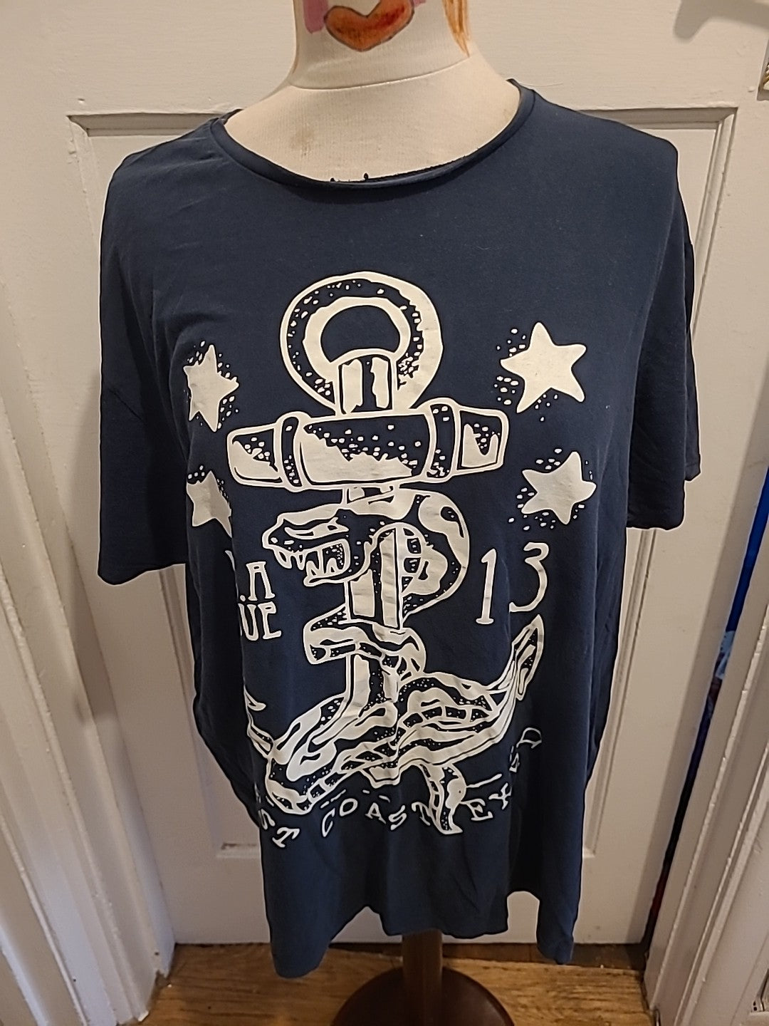 Mens Primark Size 2XL Navy Print "West Coast" Tshirt