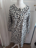 Marks And Spencer 14 White Black Blue Leopard Print Long Sleeved Nightwear