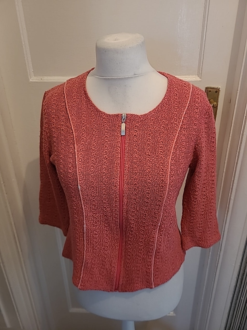 Ladies Per Una Size M Cerise Full Zip Cardigan