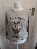 New Look Large Grey Christmas Pud Jumper